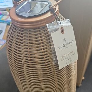Hearth & Hand Woven Solar Lantern - Brown